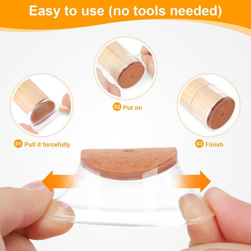 36Pack Silicone Chair Leg Floor Protectors, Chair Leg Protectors for Hardwood Floors, Thicken Rubber Chair Feet Caps Covers Pads, Protect Furniture Wood Floors from Scratching and Reduce Noise Clear-36Pcs Universal L(1.3"-2")