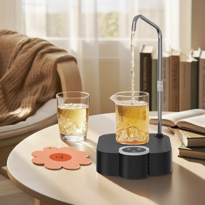 5 Gallon Drinking Water Dispenser Pump, Automatic Electric Drinking Water Bottle Pump with Coaster for 1-5 Gallon Water Jugs Black