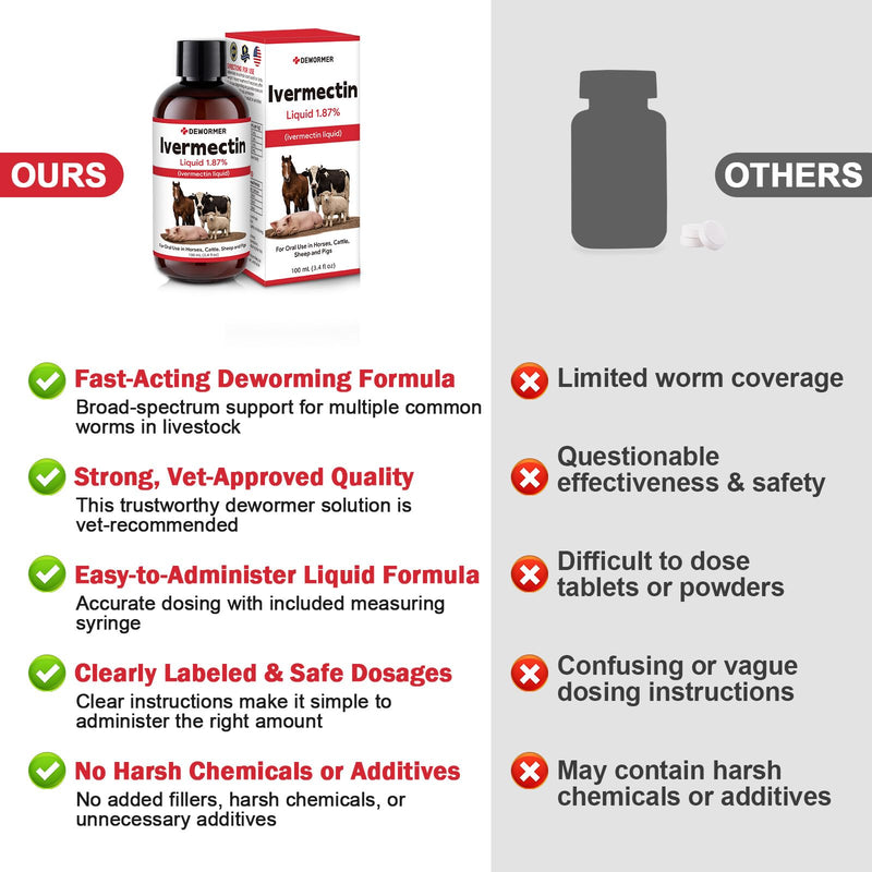 Dewormer, Liquid Formula, for Roundworms, Pinworms, and Others, 3.4 fl oz