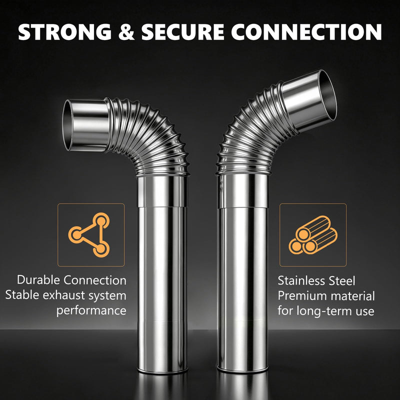 2.36" Camping Stove Chimney Pipe Kit, 6Pcs Tent Stove Exhaust 4 Pipes + 45°&90°