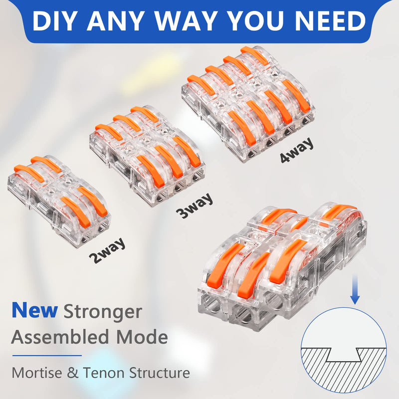 10 pcs 1 Conductor Compact Wire Connectors Splicing Connectors and 10 pcs Quick Splitter 3 Pin 1 Way Wire Connector (T-Shape Lever Nut Wire Connector), 28-12 AWG
