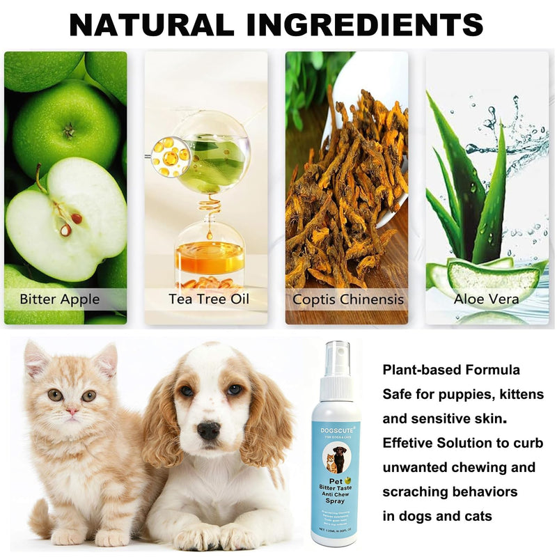 Bitter Apple Spray for Dogs & Cats, No Chew Spray for Dogs to Safeguard Furniture, Dog Deterrent Spray, Dog Repellent Spray
