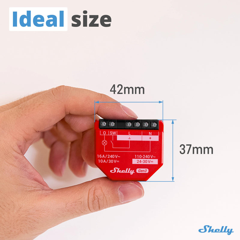 Shelly 1PM Gen3 | WiFi Smart Relay Switch with Power Metering, 1-Channel 16A | Home Automation | Compatible with Alexa & Google Home | iOS Android App | No Hub | Wireless Lighting Control