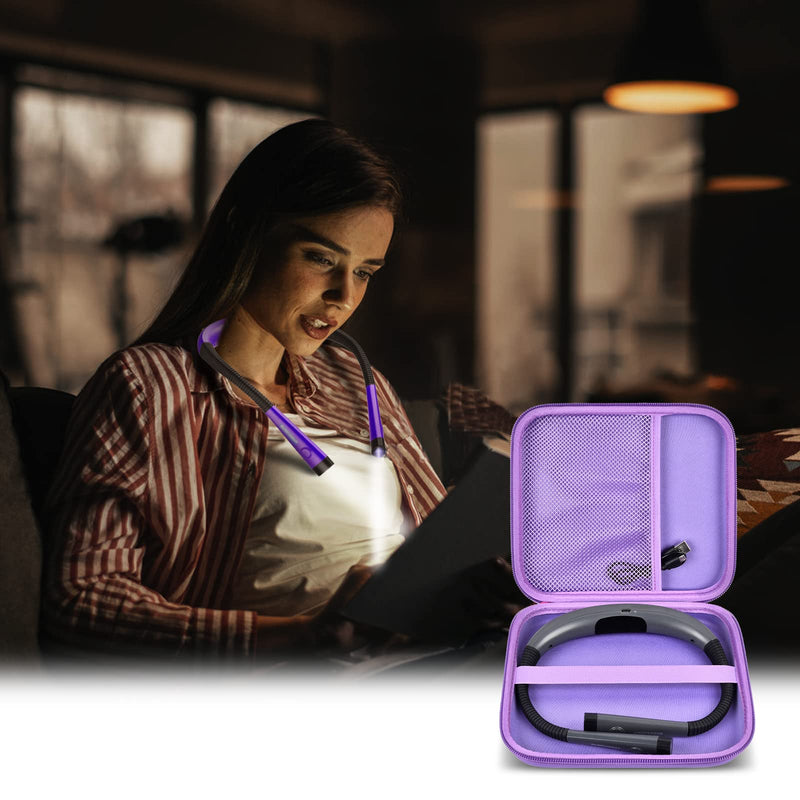 GWCASE Case Compatible with Glocusent/for Vekkia/for LITOM/for LEDGLE/for TAKKUI/for TSINGREE LED Neck Reading Light Book Light for Reading. Storage Carrying Holder for USB Cable (Box Only) -Purple Purple