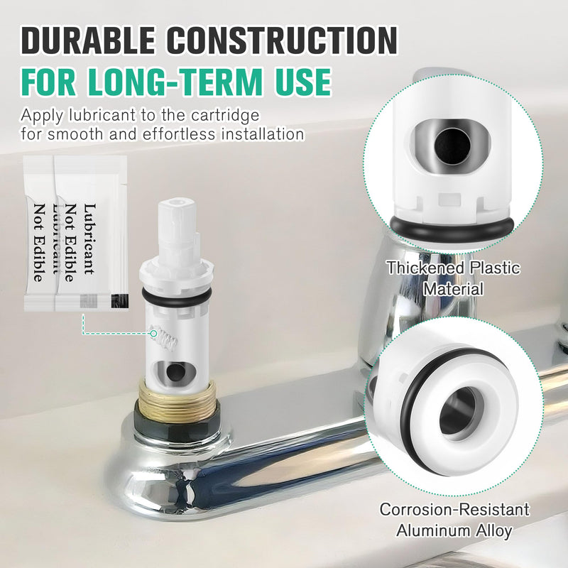 Faucet Cartridge Replacement Kit Compatible with Moen 1224 1224B Double Handle Faucets and Tub/Showers, Bathroom Faucet Replacement Parts with Cartridges and Lubricant(2 Pcs) 2