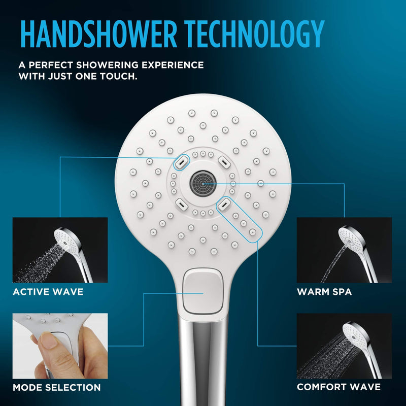 TOTO G Series 1.75 GPM Multifunction 4 inch Square Handshower with ACTIVE WAVE, COMFORT WAVE, and WARM SPA, Polished Chrome - TBW02015U4#CP Multi Spray