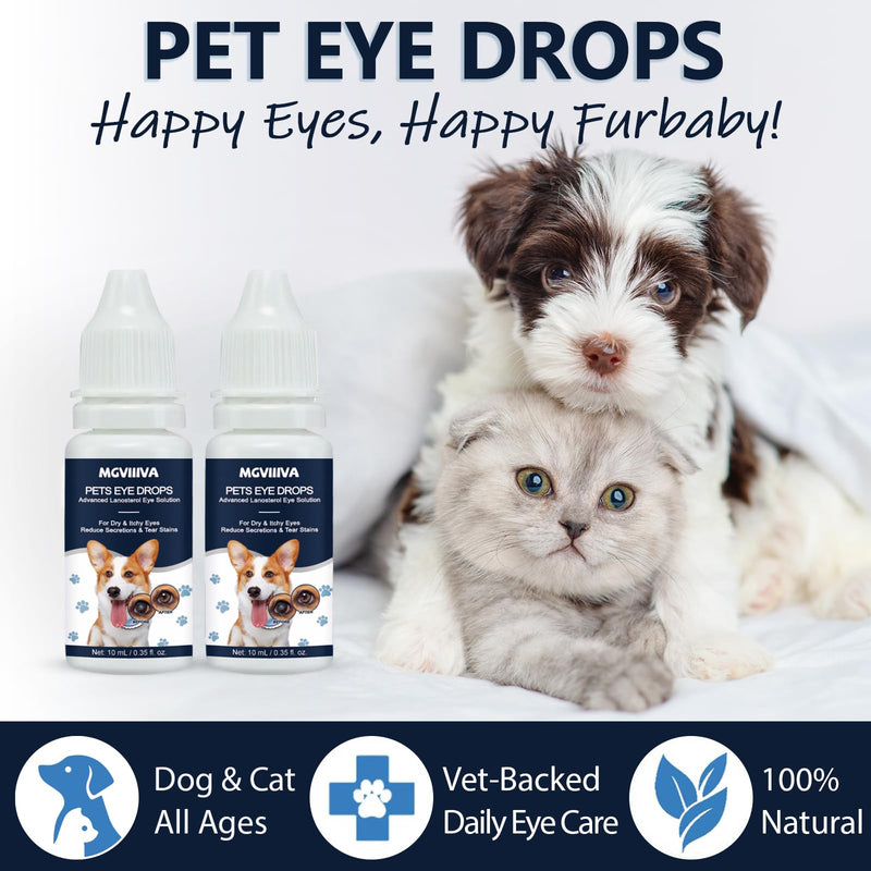 Dog & Cat Cataract Eye Drops & Infection Treatment – Vet-Recommended Formula for Cloudy, Itchy, Watery, Goopy Eyes and Pink Eye Treatment, Natural All-in-One Relief for Pet Eye Issues (2 X 10 ml)