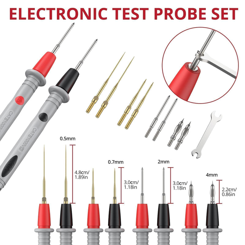 BINTA 25-Piece Silicone Multimeter Leads Kit CAT Ⅲ 1000V 20A with Replaceable Test Probes 4PCS Large/Medium Alligator Clips Tweezer, Professional Leads Kit for Industrial Car Home Electrical Testing 25PCS