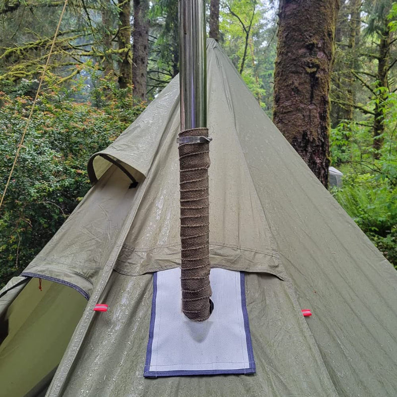 FIREHIKING Fireproof Pipe Wrap (Basalt Fiber) Anti Scalding Chimney Ribbon Stove Flue Protector with 2 Clamps