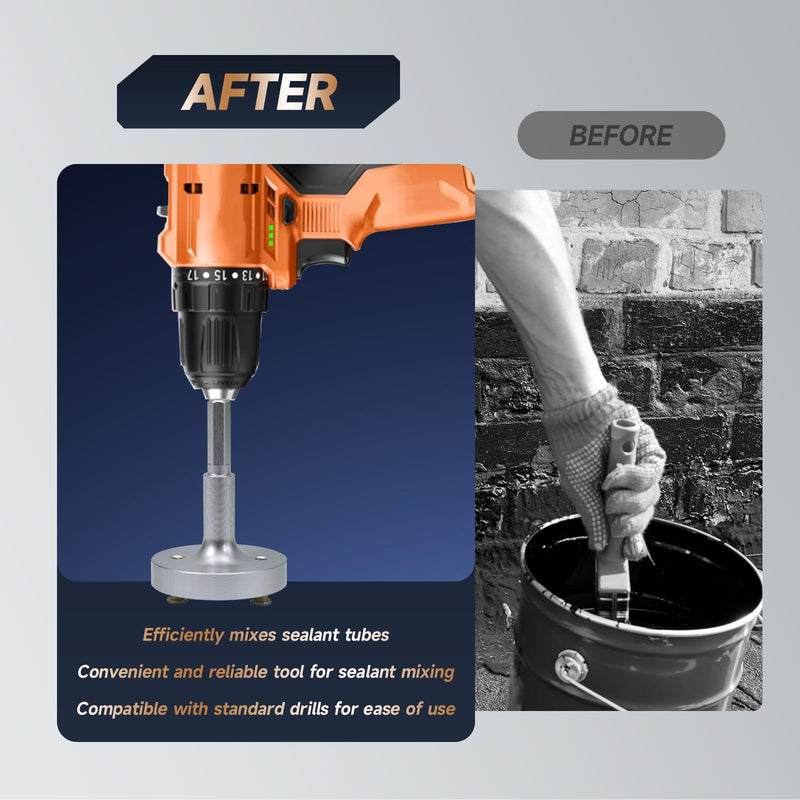 Sealant Mixer Compatible with SEMKIT Sealant Tubes, 1/4" Shank Sealant Mixer for Sealant Tubes, 2 Threaded Dowels