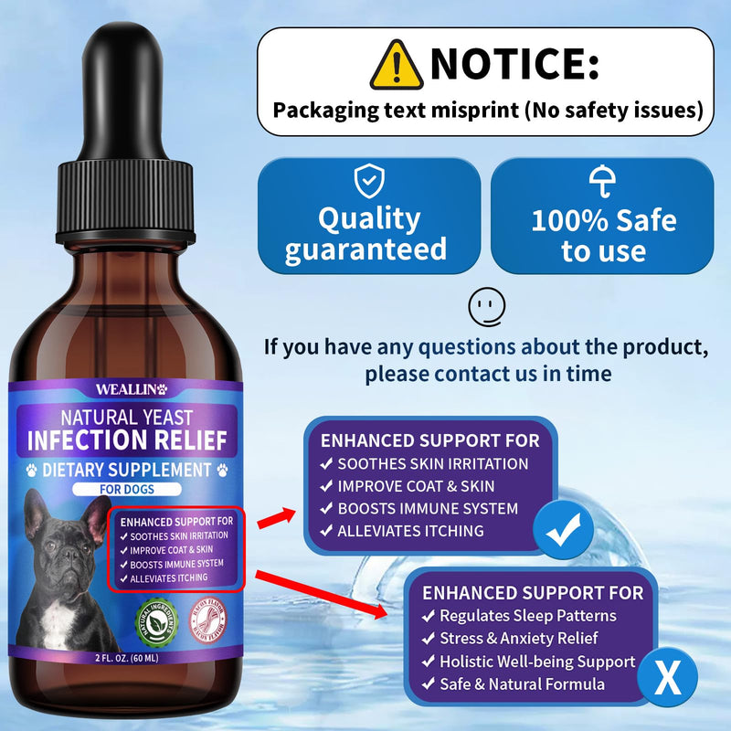 Natural Yeast Infection Treatment for Dogs | Probiotic-Powered Drops with 8-Herbal Blend | Supports Skin, Ears, Allergy Relief | Dog Yeast Infection Treatment Oral Supplement | Bacon-Flavored 2 FL OZ