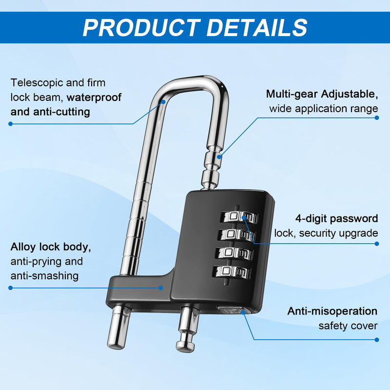 Gisafai 2 Pieces 4 Digit Combination Cabinet Lock, Long Code Combination Padlock for Gym School Lockers, Child Proof Code Sliding Locks for Fences, Drawers Closet