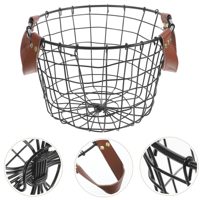 Uonlytech Portable Metal Wire Firewood Storage Basket with Handle Round Outdoor Firewood Organizer for Camping and Indoor Use Large Capacity Multi-purpose Iron Basket for Logs and Sundries