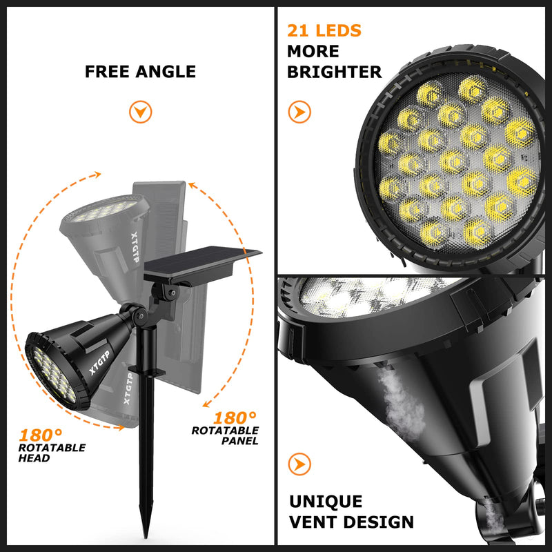 Solar Spot Lights Outdoor, 21 LEDs Solar Outdoor Lights Auto On/Off with 3 Modes, IP67 Waterproof Solar Yard Spotlight Landscape Lighting Garden Wall Lights, 2-in-1 Solar Powered Lights, 2Pack 2 Pack Cool White - NewNest Australia