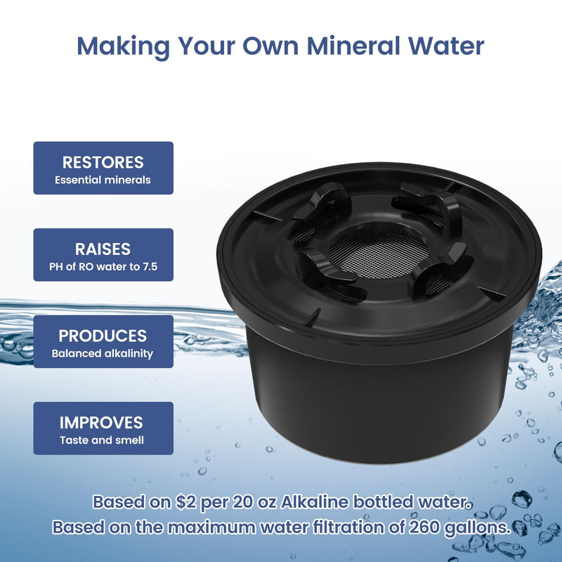 RO100ROPOT Remineralization Water Filters Replacement, Compatible with Bluevua RO100ROPOT and RO100ROPOT(UV) Systems, Alkaline for Reverse Osmosis Filter, Remineralize and Increase pH, Pack of 4