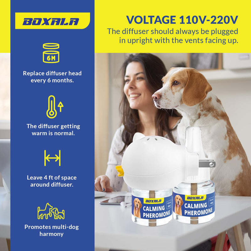 Dog Pheromones Calming Diffuser: Dog Calming Diffuser - Advanced Kit Appeasing Pheromone Diffuser for Dogs - Anxiety Relief for Dogs - Reduce Barking Aggression Fighting Stress - 2 Pack 45ml Refill 3.04 Fl Oz (Pack of 1)