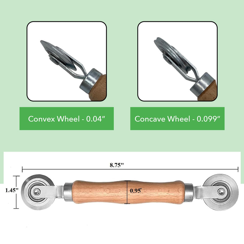 Screen Roller Tool - Rolling Tool for Installing Door & Window Screens & Repair - Spline Roller with Wood Handle & Steel Bearing Wheel - Professional Rolling Tool - Double Ended Hand Spline Roller