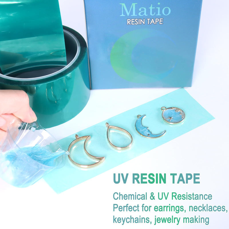 Matio Resin Tape for Epoxy Resin Molding, Upgrade Adhesive Epoxy Resin Tape 2IN W x 108FT L High Temperature Resistance Tape Easy Peel Epoxy Release Tape for DIY Jewelry,River Table,Hollow Frame Bezel