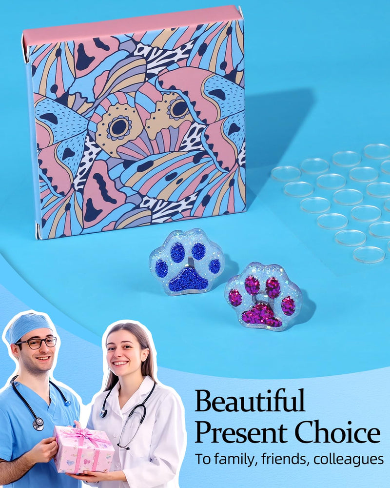 Plifal Xray Markers with Lead Initials Paw - X-ray Markers Glitter Deep Rose & Blue Resin Radiology with Letter Include Reusable Adhesive Tape to Nurse Radiologist Badge Reel Buddy, Easy to Identify Pink Blue