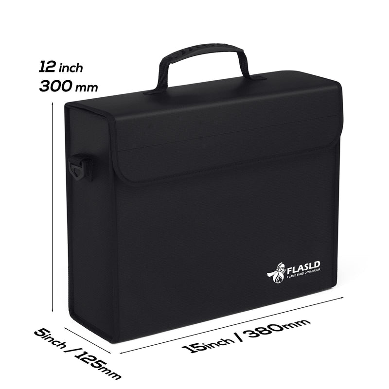 FLASLD Fireproof Document Bags, 15x12x5” Large Fireproof & Water Resistant Bag, Holder Home Office Portable Filing Storage for Valuables, Fireproof Folder FireSafe Box for Cash, Passport Document Bag-15x12x5”