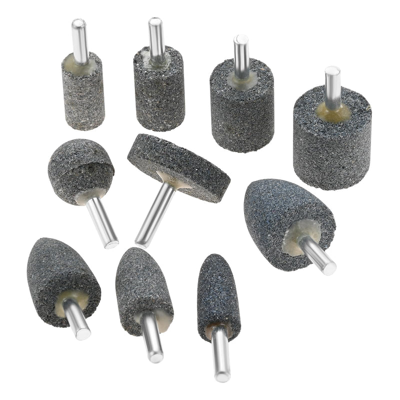 dophee 10Pcs Various Shape Aluminum Oxide Abrasive Mounted Grinding Stones Rotary Grinding Bits with 1/4" Shank for Electric Rotary Tools Drill Grinder