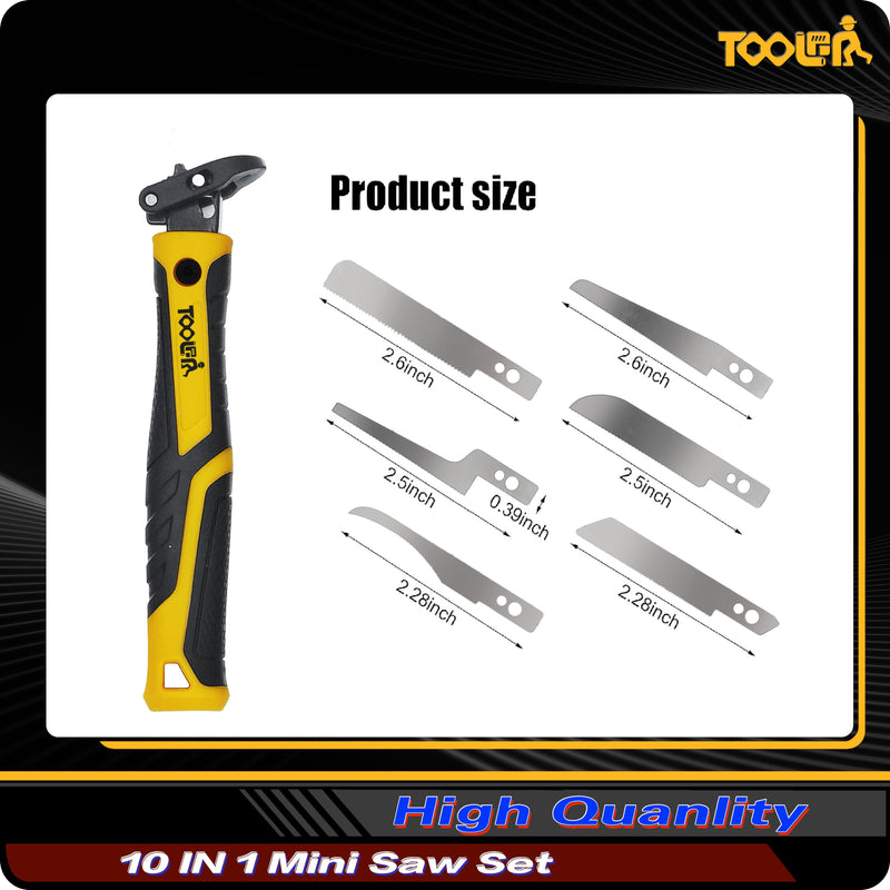 10-In-1 Model Craft Hand Saw & File Set. DIY Mini Razor Saw&File Kit for Handcrafted, Modeling, Plastic, and Other Fine Cutting, Reliable Blade Quick Change Mechanism.