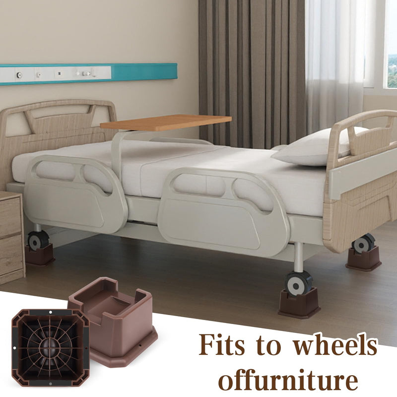Adjustable Bed Furniture Risers Elevation in Heights Heavy Duty Risers for Both Posts and Wheels of Furniture Sofa Bed Couch Table (Brown 4 Pack, 2 Inch) Brown 4 Pack