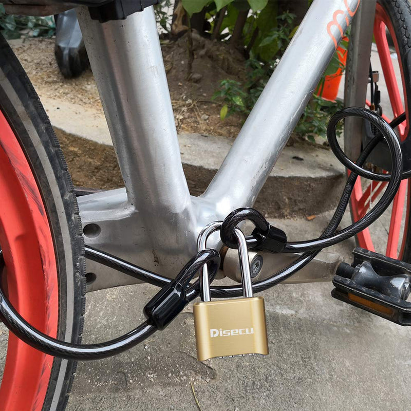Heavy Duty 4 Digit Combination Lock 2.5 Inch Long Shackle Outdoor Waterproof Padlock for School Gym Locker, Fence, Gate, Case, Hasp Storage (Brass, 2 Pack) Brass
