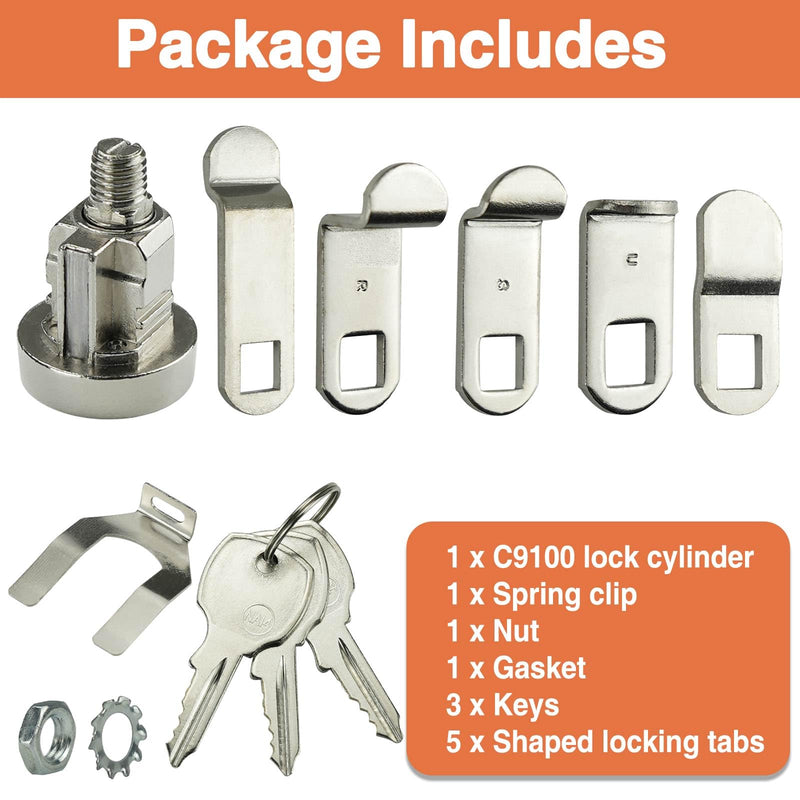 1-Pack Mailbox Lock and Key L-1172C COMP-X National Mailbox Lock C9100 Mailbox Key Lock with 3 Keys 5 Shaped Locking Plates Clockwise