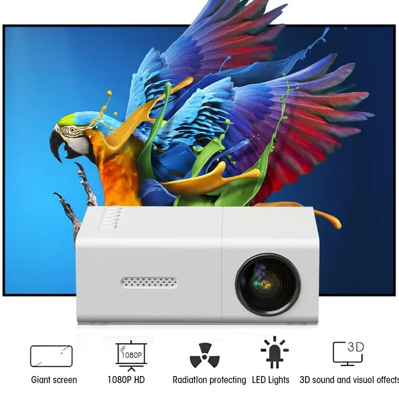 Mini Projector, 1920 x 1080 Resolution, Supports 24 to 60 Inch Projection Size, Portable Projector with Remote Control for Home Outdoor Theater Movie