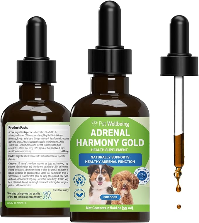 Pet Wellbeing - Adrenal Harmony Gold For Dogs- Natural Support For Adrenal Dysfunction And Cushing'S - 2 Ounce (59 Milliliter) - NewNest Australia