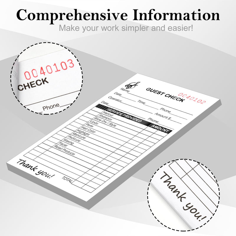 6 Pack Salon Check Pad Guest Checks Books Server Note Pads Waiter Checkbook Beauty Salon Receipt Ticket Book Barbershop Supplies 2.99×5 inch 100 Sheets for Salon Barber Shop 6