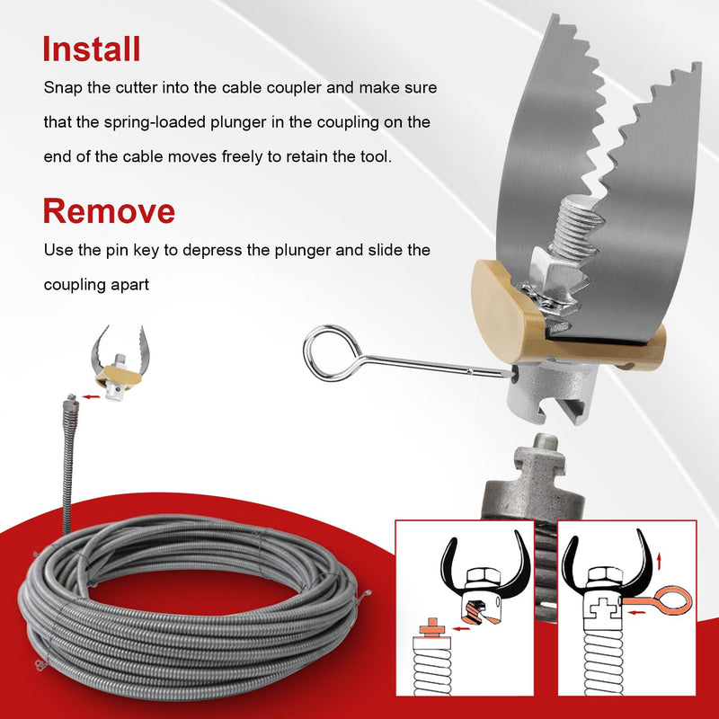 52812 T-230 2" Heavy Duty C-Cutter Drain Cleaning Auger for Ridgid Sectional Cables C-4 C-6 C-7 C-8 & C-9, Compatible with Drain Cleaning Machines K-40 K-45 K-50 K-3800