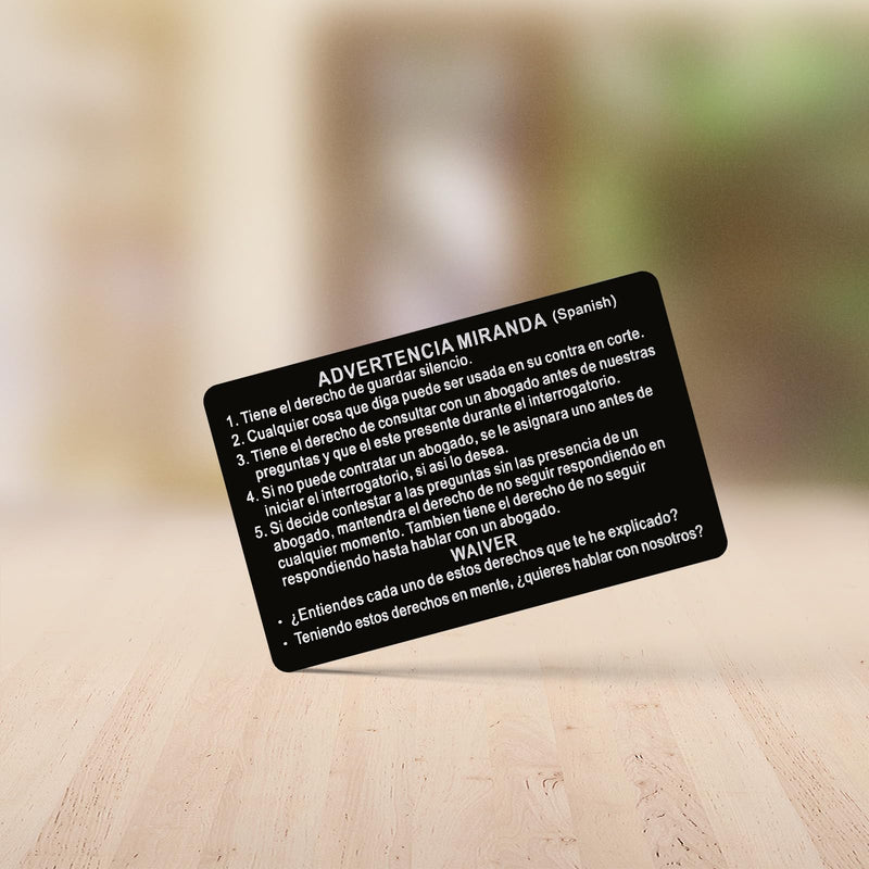5PCS Spanish and English Miranda Warning Card for Law Enforcement, Police, Metal Miranda Rights Card, Black Privilege Card (5PCS) 5PCS