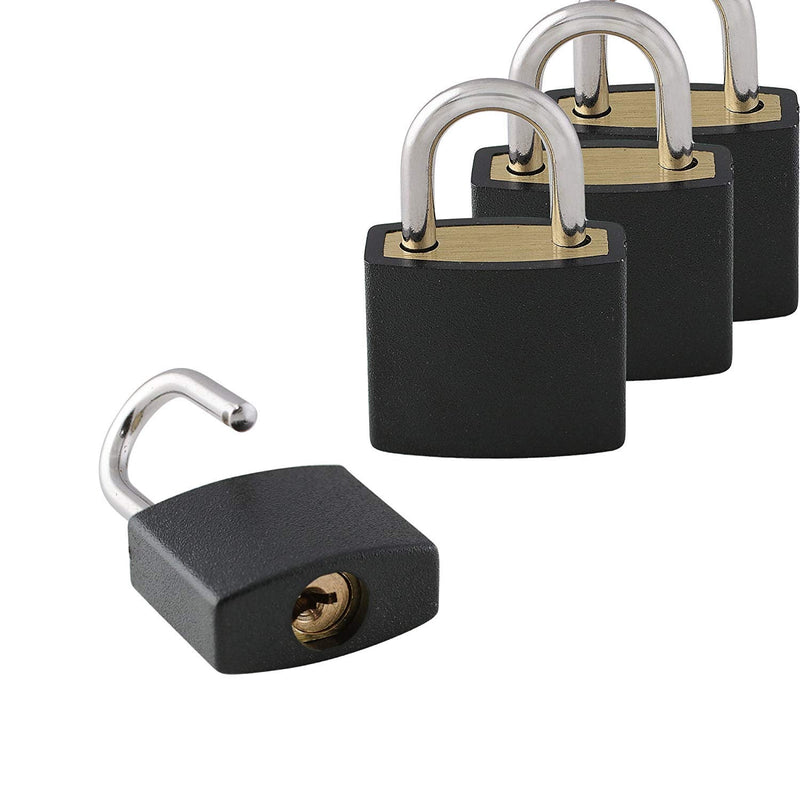 Small Mini Durable ABS Covered Solid Brass Body Individually Keyed Padlock - 8 Pack Lock Set Small Black