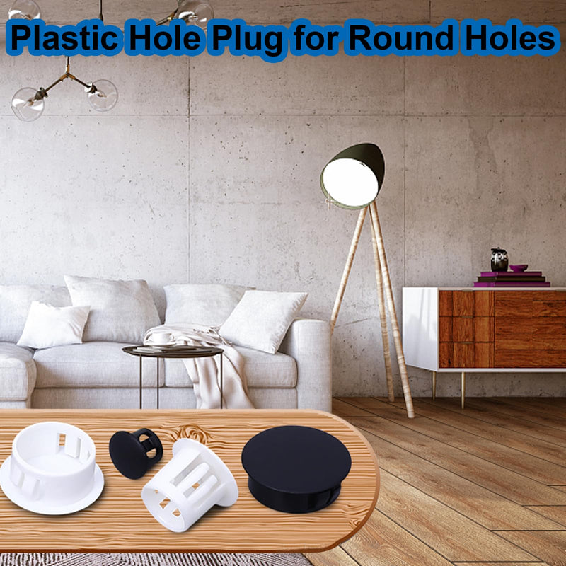 smseace 305Pcs Plastic Plugs 9-Sizes Plastic Hole Plug for Round Holes 1Inch 7/8Inch 3/4Inch 5/8Inch 1/2Inch 3/8Inch 5/16Inch 1/4Inch 1/5Inch Nylon Hole Plugs for Furniture,Cabinet,Kitchen Black