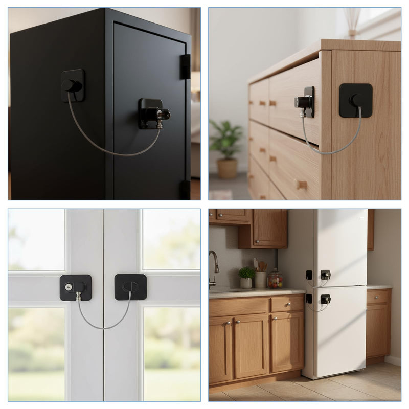 12 Pack Refrigerator Lock with Keys Heavy Duty Fridge Locks Child Safety Cabinet Locks Adhesive Baby Lock for Kitchen Drawer File Furniture Appliance Closet Window Door