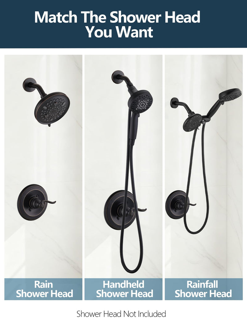 Shower Faucet Trim Kit for Delta 13/14 Series, with Shower Arm & Shower Cover Plate and Handle, Oil Rubbed Bronze Metal (No Valve/Cartridge)