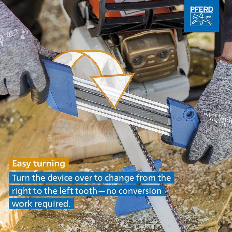 PFERD Chain Saw Sharpener Chain Sharp CS-X, File ø 1/8 inch, 17299 – Chain Saw File and Depth Gauge File in One Ergonomic Tool