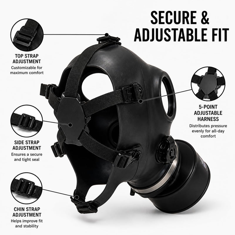 Full Face Mask with 40mm Threaded Connection | Anti-Fog Wide View Lens | Adjustable Head Harness | Paintball, Airsoft, Cosplay, Halloween & Training Use