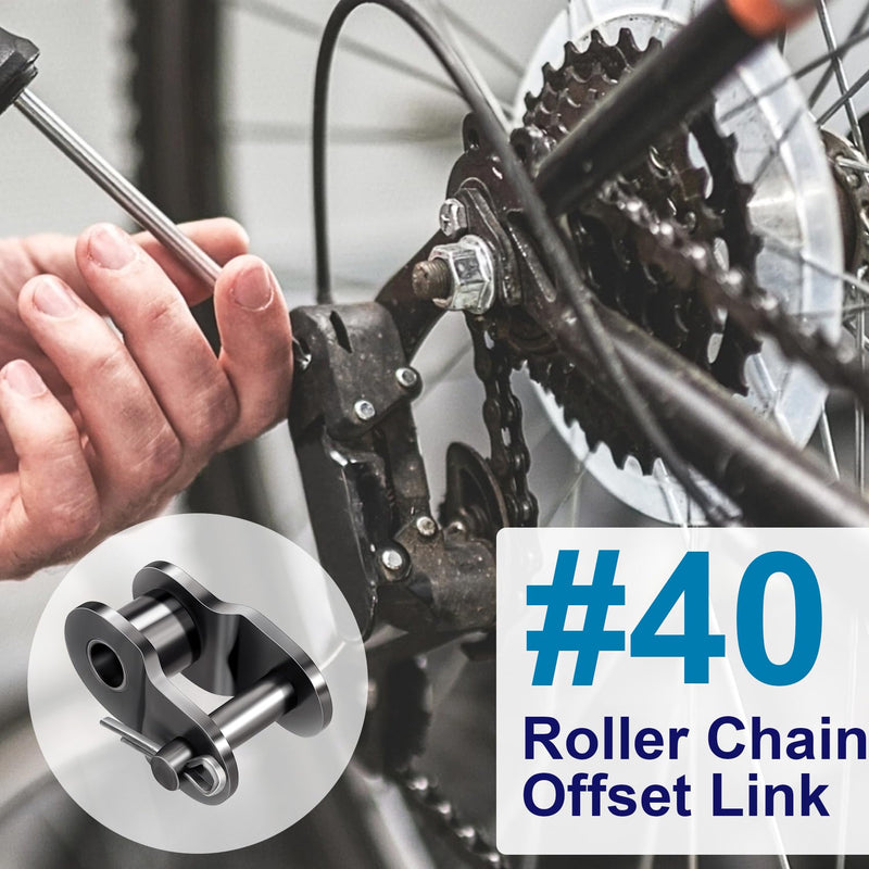 PAGOW 8pcs #40 Roller Chain Offset Link, Carbon Steel Crank Link, Standard Chain End Connector Split Links for 08A Chain