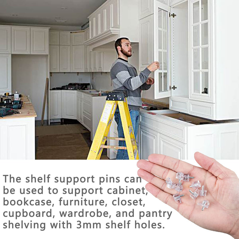 5 Millimeters Shelf Support Peg，Support Cabinet Shelf Pins，Clear Plastic Replacement Peg Cabinet Shelf Supports Pins for Kitchen Furniture Book Shelves Shelf Holder Locking Pins (20 Pieces) 5mm 20 Pieces