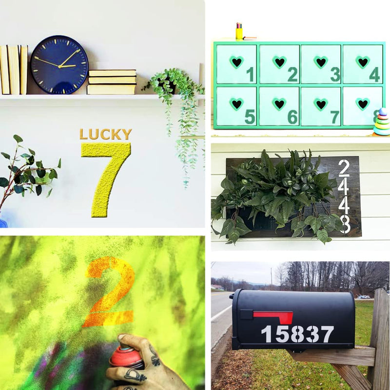 8 Inch Large Number Stencils Kit 0-9 Address Number Stencil Set Reusable Plastic Number Painting Templates Stencils for Address Number Mailbox Signs Road Parking Lot Door Trucks Painting Stencils 8 Inch
