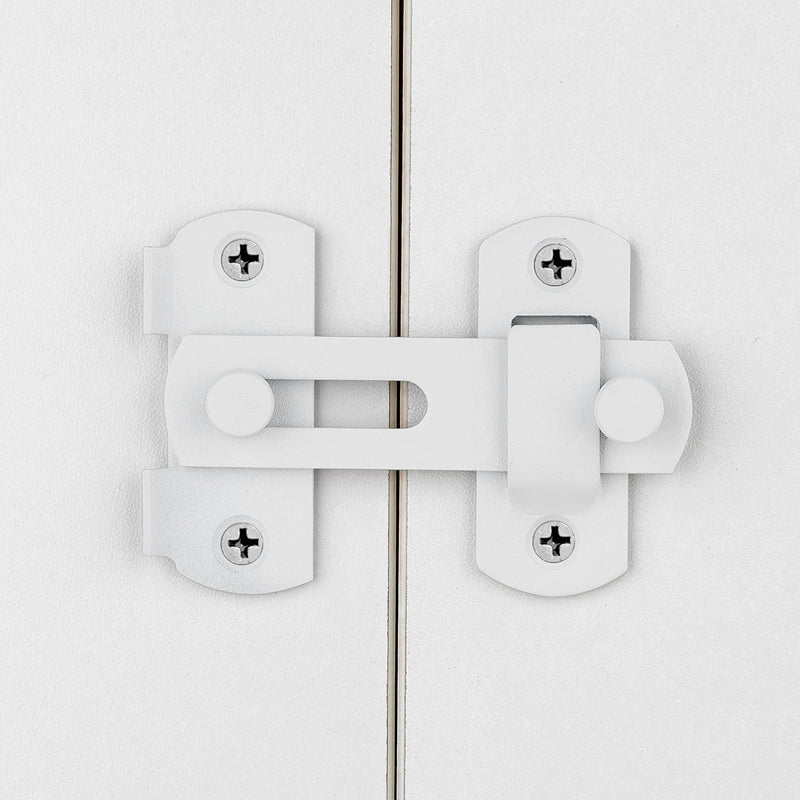 2 Packs Barn Door Latches，2.75” x 2.02” Matte White Stainless Steel barn gate flip Door Latch Bi-fold Door Lock,Sliding Door Lock Gate Latches Wine Cabinet Closet Door Latches，White Finish Small_Matte White_2 Pack