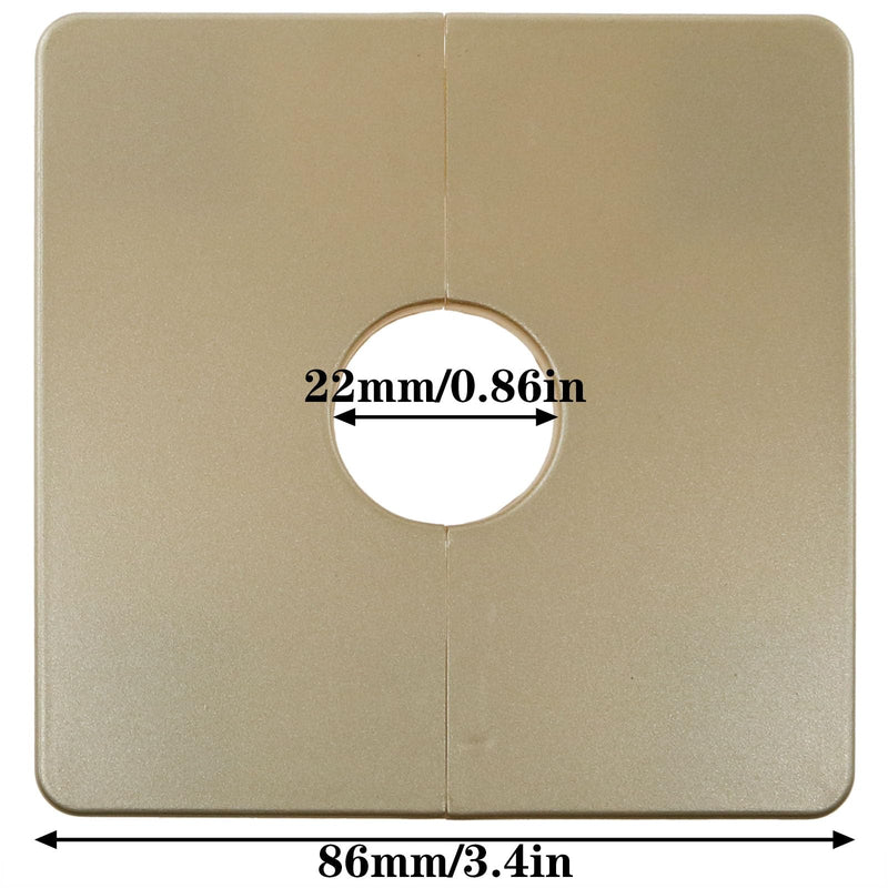 2PCS Wall Split Flange 0.87inch/22mm Square Shaped Escutcheon Plate Wall Hole Decorative Cover for Plumbing Wall Hole Trim (Black 0.87Inch/22mm) (Gold) Gold