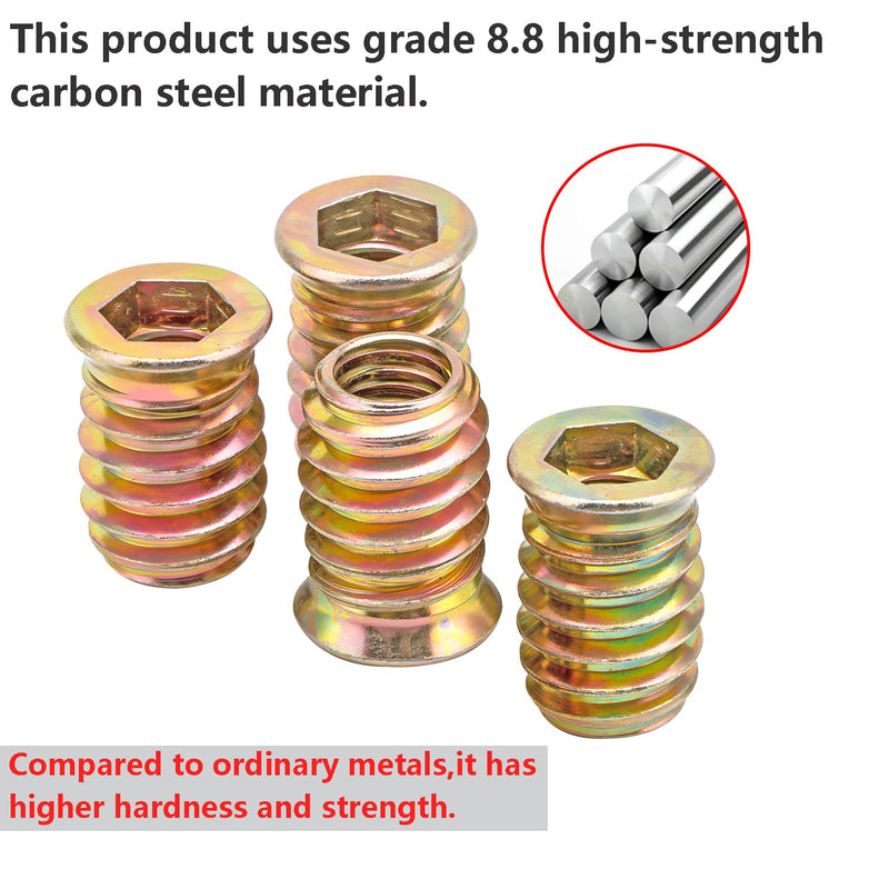 20 Pcs Threaded Insert, Hex Drive Threaded Inserts for Wood, Furniture Nuts, Hex Socket Drive M5x10mm, Wood Inserts M5 x 10