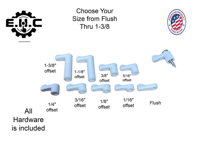 Window Screen Clips / “White” Plastic (Choose Your Size! /Size Run Flush up to 1-3/16” Offset) New or Replacement (10 Pack with All Needed Hardware Included) by E.H.C. (Flush)