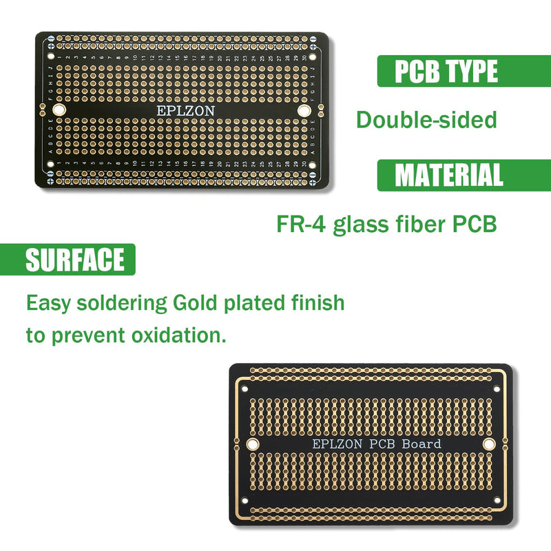 10 Pcs Solderable Breadboard PCB Board Gold-Plated Solder Breadboard for DIY Electronics Projects Apply to Soldering Projects 3.5"x2.05" (Black) Plus Black
