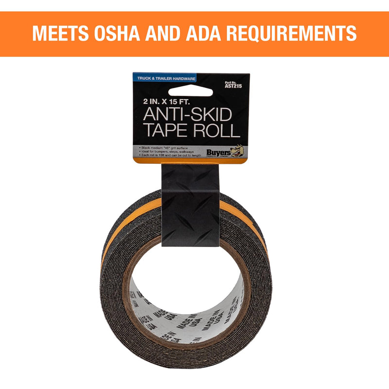 Buyers Products AST215 Anti-Skid Tape, 2" x 15', Traction Tape for Stairs, Grip Tape for Steps 2 Inch x 15 Feet