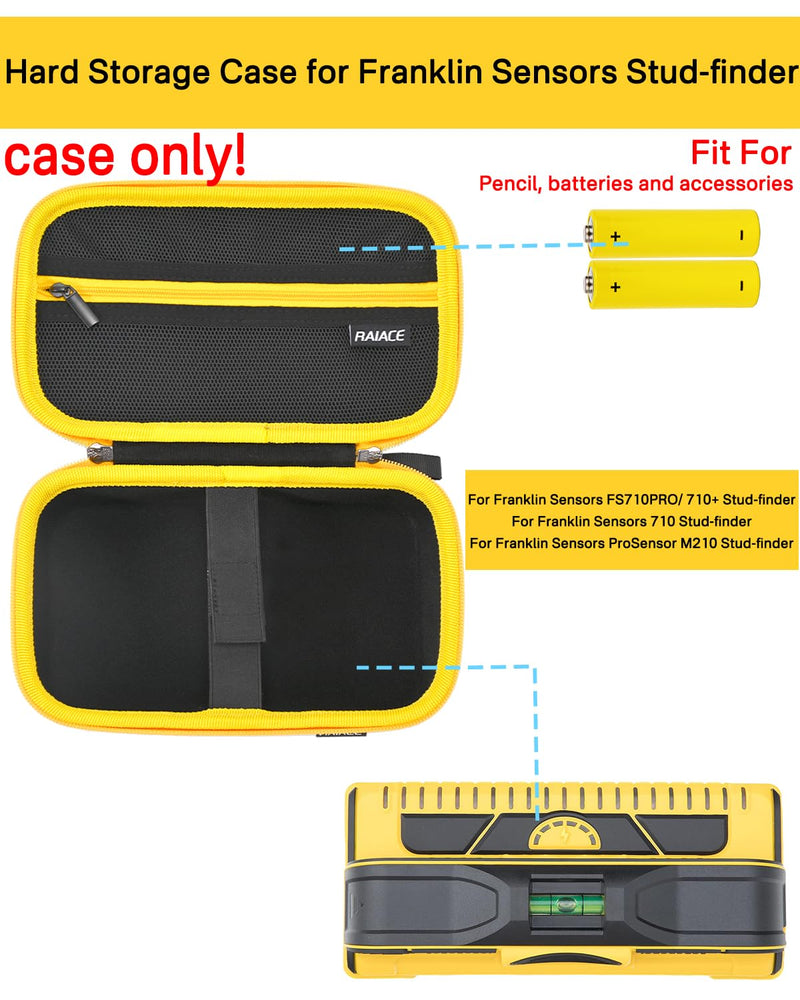RAIACE Hard Storage Case Compatible with Franklin Sensors ProSensor 710PRO / for 710 Professional Stud Finder, With Mesh Pocket for Accessoires. (case only) - Black